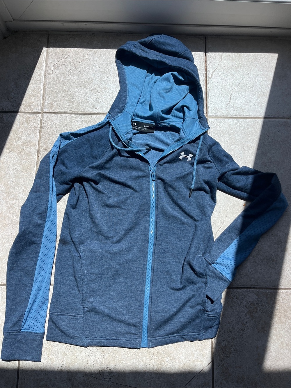 Under Armour Two-Tone Navy and Light Blue Hooded Zip Jacket